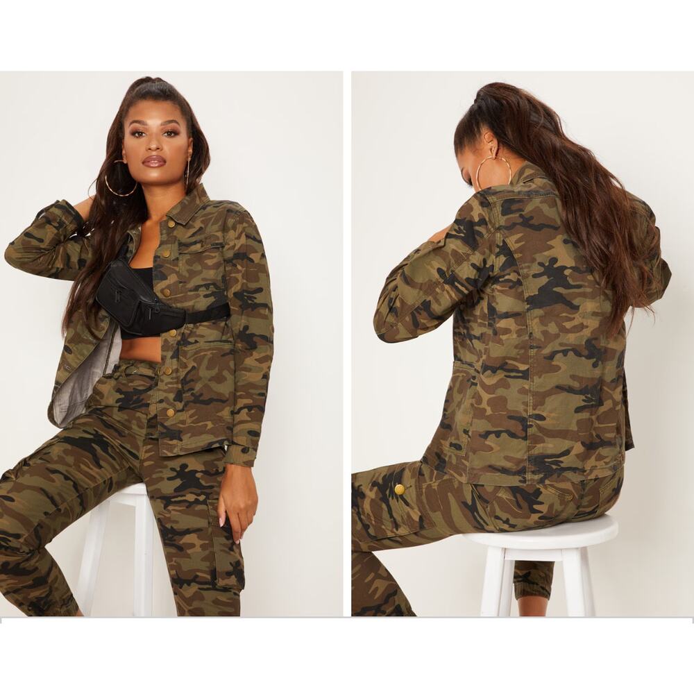 CAMO TRUCKER DENIM JACKET SIZE 10